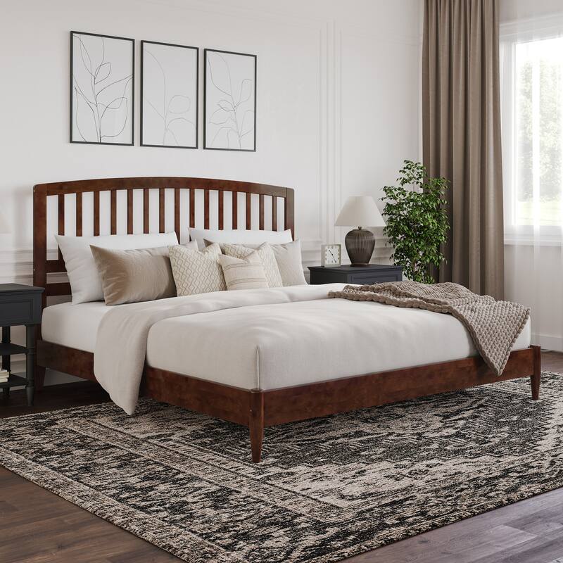 Quincy Solid Wood Low Profile Platform Bed - Walnut - King