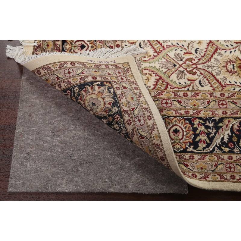 Vegetable Dye Floral Oriental Kashan Wool/ Silk Area Rug Hand-knotted - 8'1" x 10'8"