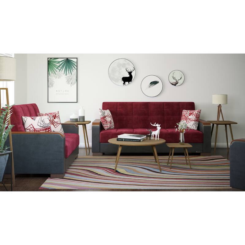 Collection Upholstered Convertible Loveseat With Storage
