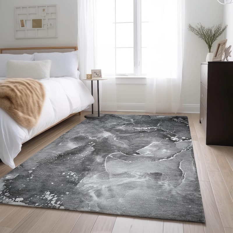Premium Washable Super Soft Abstract Contemporary Mayfield Rug - Gray - 9' x 12' - Rectangle