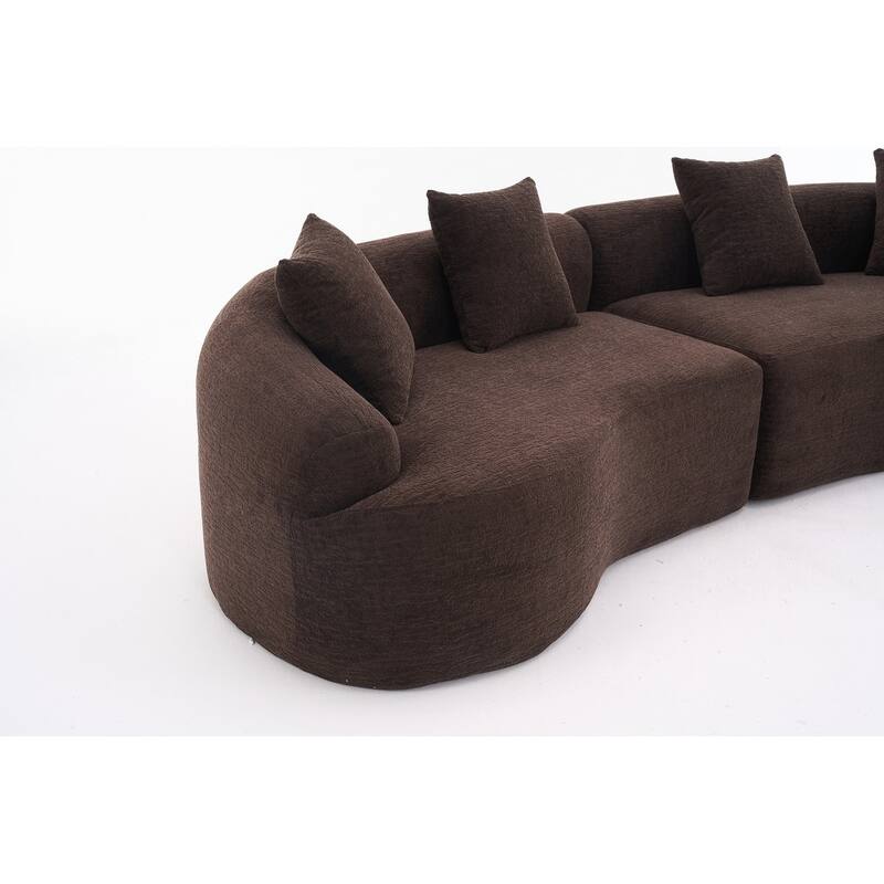 Curved Loveseat White Full Compression Sponge Sofa