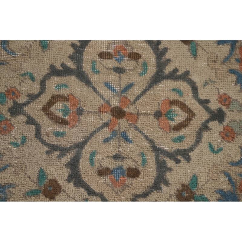 Hand Knotted Oriental 100% Wool Carpet Traditional Floral Beige & Ivories Tabriz Area Rug - 12' 3'' X 9' 8''