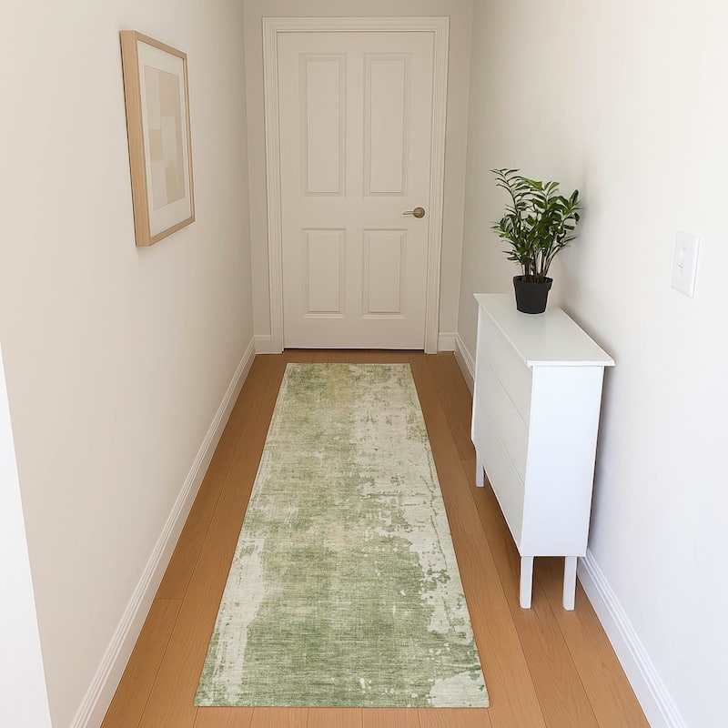 Premium Washable Super Soft Abstract Modern Mayfield Rug - Sage - 2'3" x 7'6"