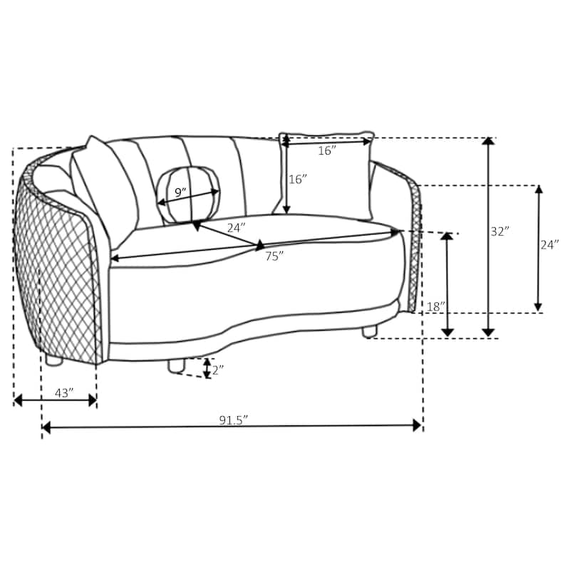 Brookside 2-Piece Velvet Upholstered Sofa Set Dark Grey