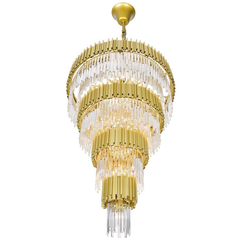 Deco 34 Light Down Chandelier, Medallion Gold Finish