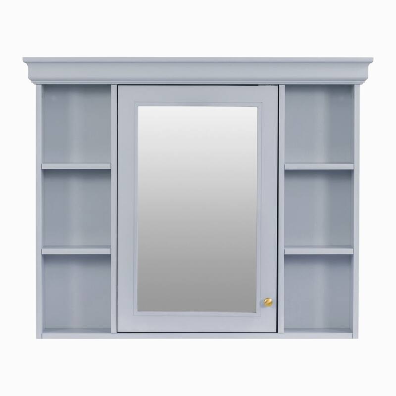 36 inch MDF Freestanding Bathroom Vanity Set with Integrated Resin Sink with Mirror cabinet