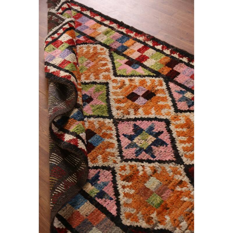 Moroccan Oriental Runner Rug Hand-Knotted Tribal Wool Carpet - 4'2" x 12'10"