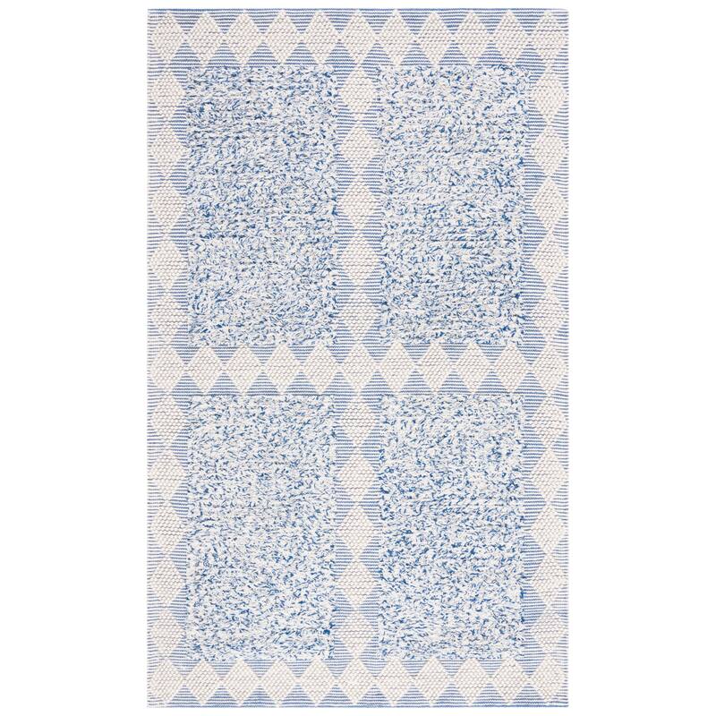 SAFAVIEH Handmade Natura Zissel Boho Wool Rug - 6' Square - Blue/Ivory