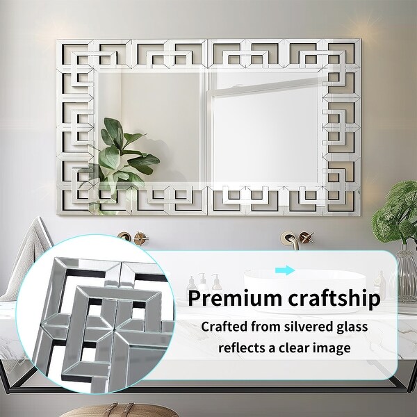 Large Retro Geometric Border Accent Wall Mirror - On Sale