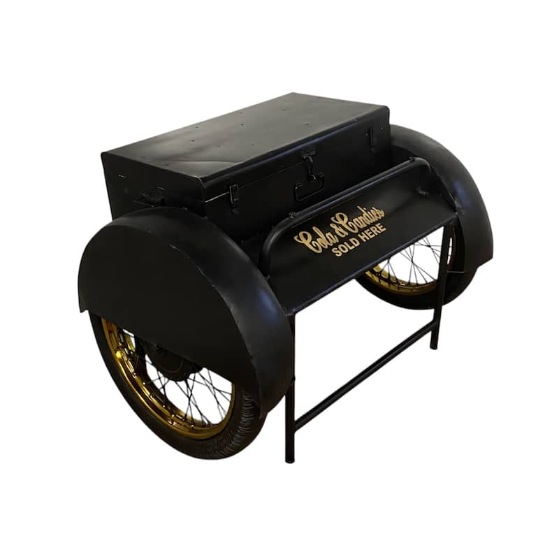 Black Old Time Delivery Box Table with Storage - 28" W x 37.5" D x 27" H