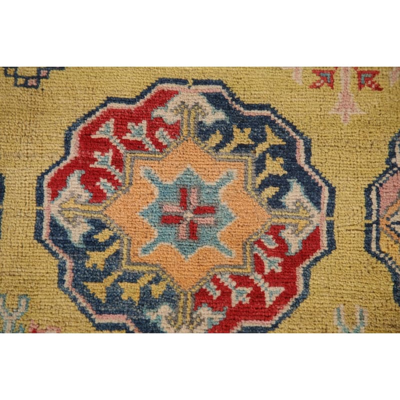 Geometric Kazak Area Rug Hand-Knotted Wool Carpet - 6'11" x 10'7"