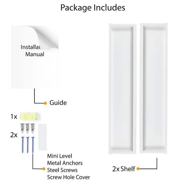 dimension image slide 1 of 2, Wallniture Philly 31.5" Floating Shelves for Nursery Decor, White Bookshelf (Set of 2)