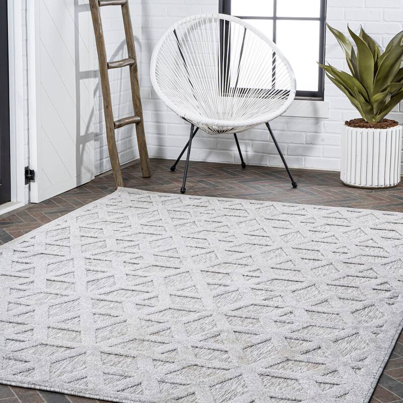 JONATHAN Y Peralta Neutral Geometric Indoor/Outdoor Area Rug