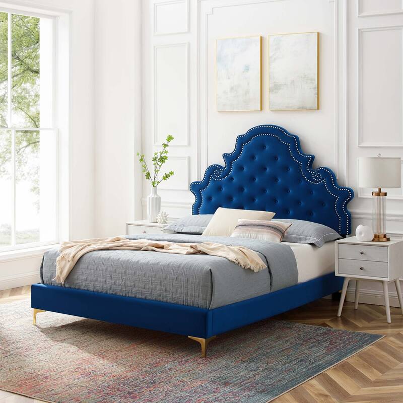 Gwyneth Tufted Performance Velvet Full Platform Bed
