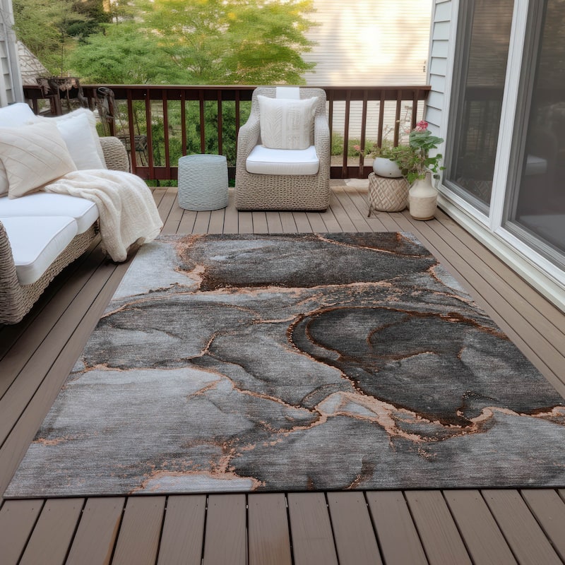 Bex Modern Art-Inspired Weather Resistant Trendy Modern Outdoor Rug - 9' X 12'