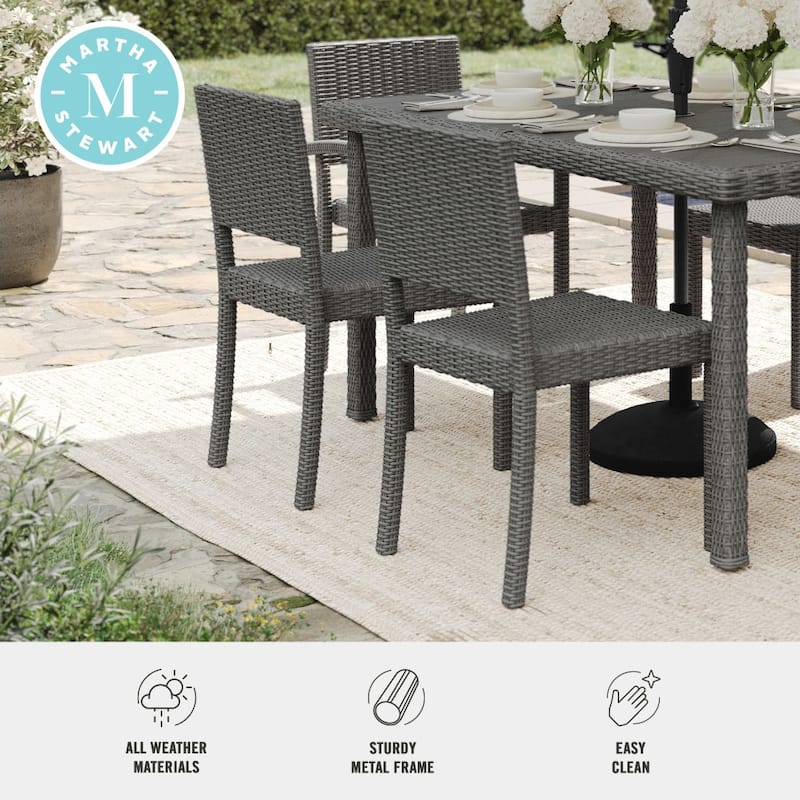 Martha Stewart Outdoor Rattan Wicker Stackable Side Dining Chair - 18.5"W x 21.75"D x 33.5"H