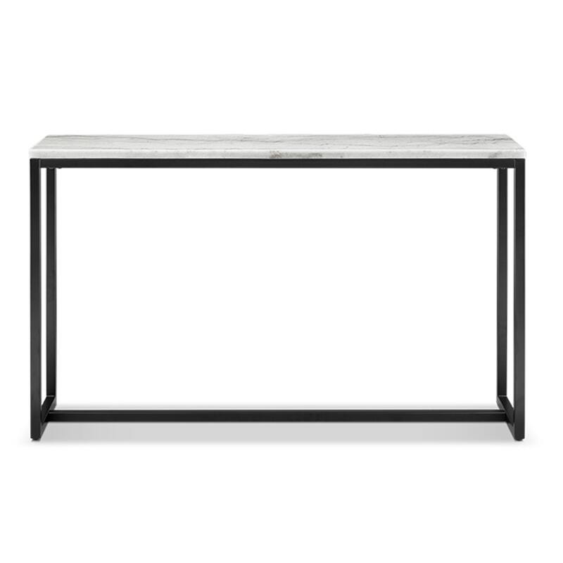 Magnussen Home Torin White Marble and Matte Black Rectangular Sofa Table - 48''W x 12''D x 29''H