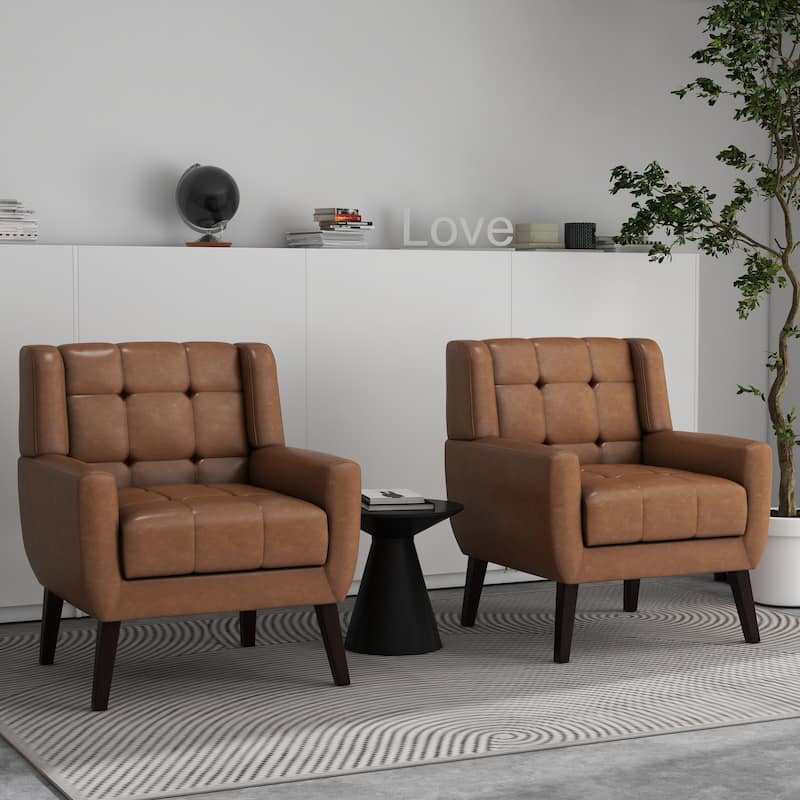 Tufted Arm Chair Upholstered Lounge Chair(Set of 2)