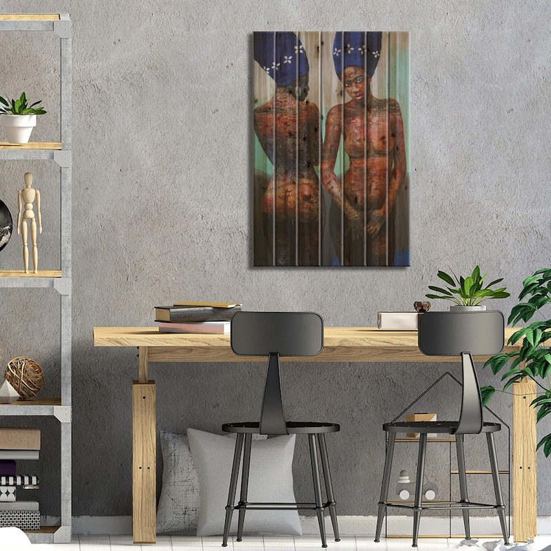 Scarifice Print On Wood by Segun Aiyesan - Multi-Color