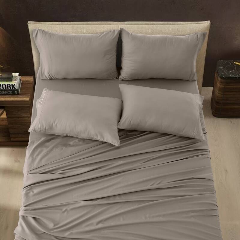 6 Piece Bed Sheet Set Deep Pocket Ultra Soft Microfiber Bedding Sheets
