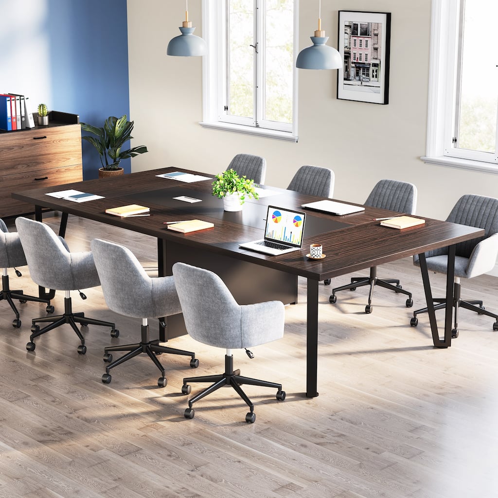 8FT Conference Table, 94.48" L x 47.24" W x 29.52" H Conference Room Meeting Seminar Table with Grommet Power Hub - N/A
