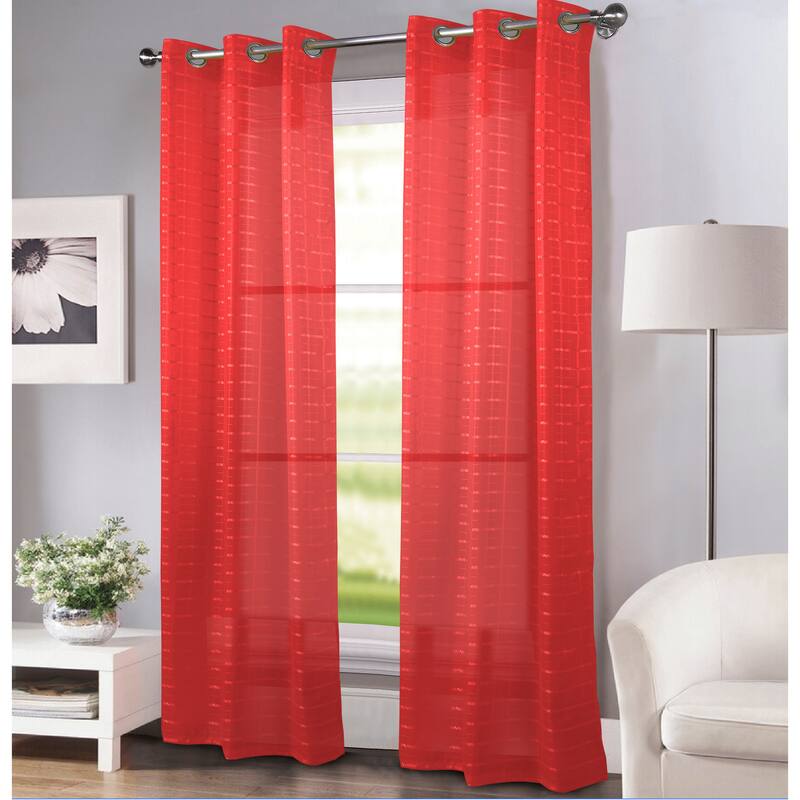 Porch & Den Modena Box Voile 90-inch Grommet Curtain Panel - Red