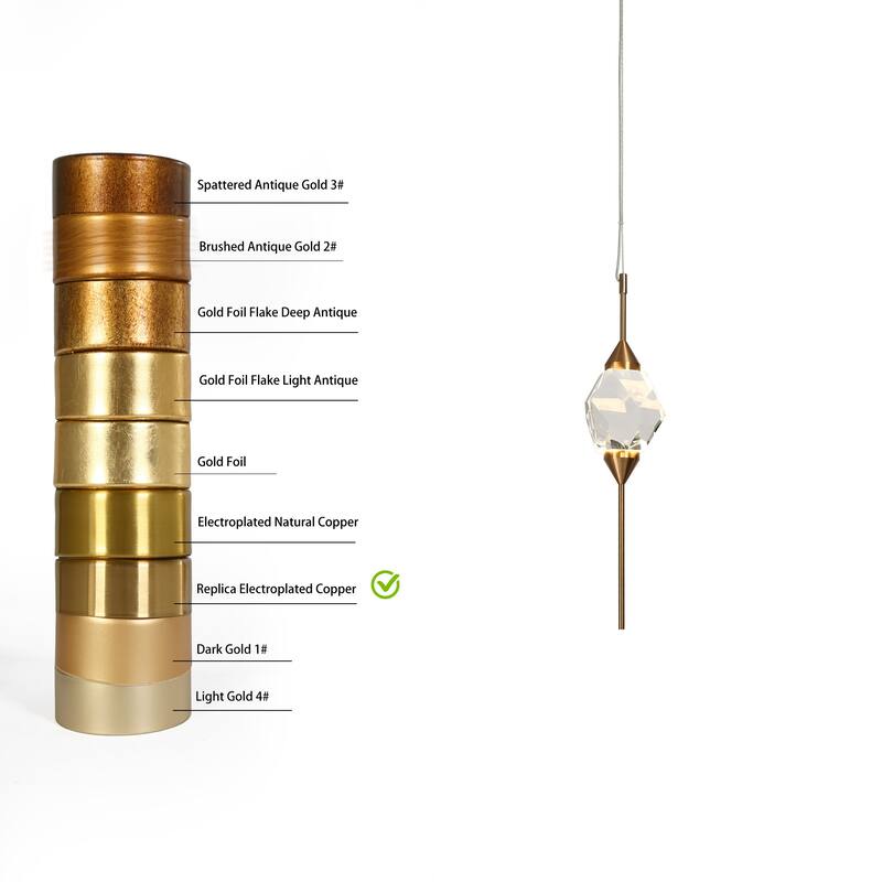 Modern LED Crystal 1-Light Pendant Light for Kitchen Island - 4" Dia. x 17" H