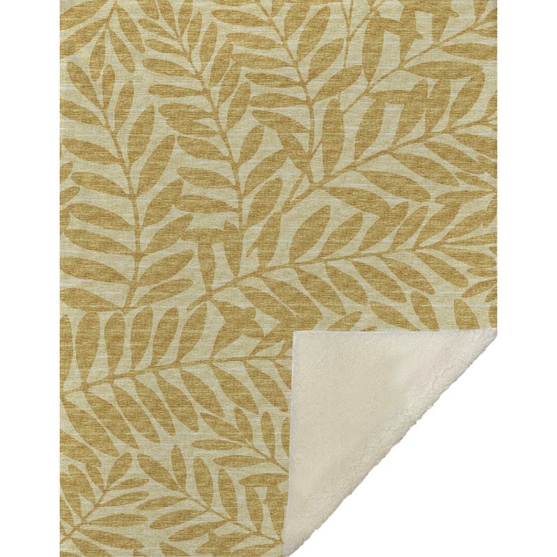 Premium Machine Washable ASB111 Floral Palms Sherpa Throw Blanket