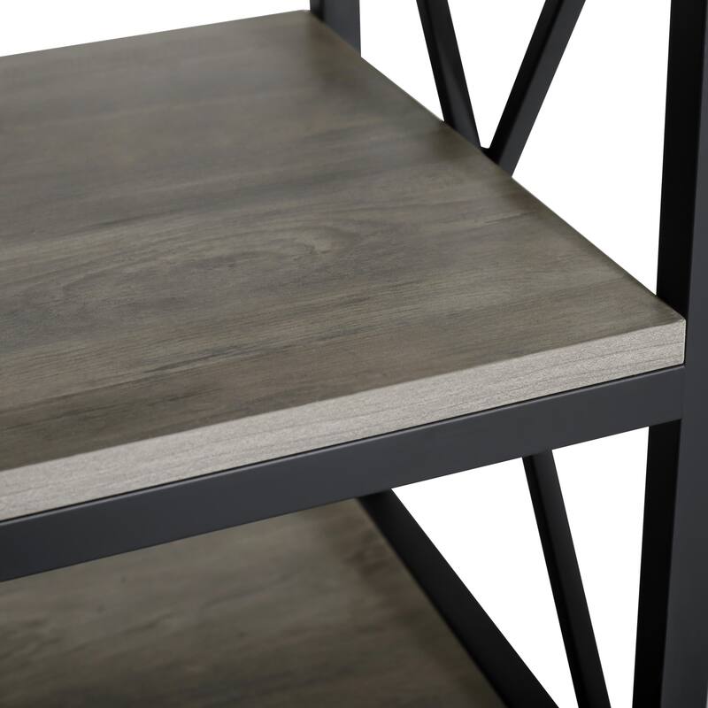 Industrial 57.8-Inch Wide Wood TV Stand Media Console
