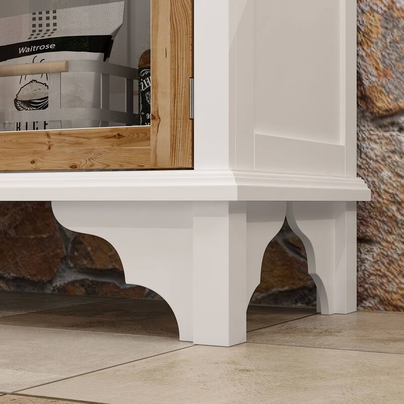 Solid Wood Carved Console Table Accent Cabinet Side Table Rustic - 60.2"