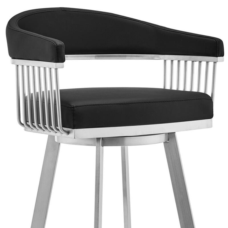Comfortable Round Seat Low Back Bar Chair with Foam Padding Arms and Footrest for Home Bars