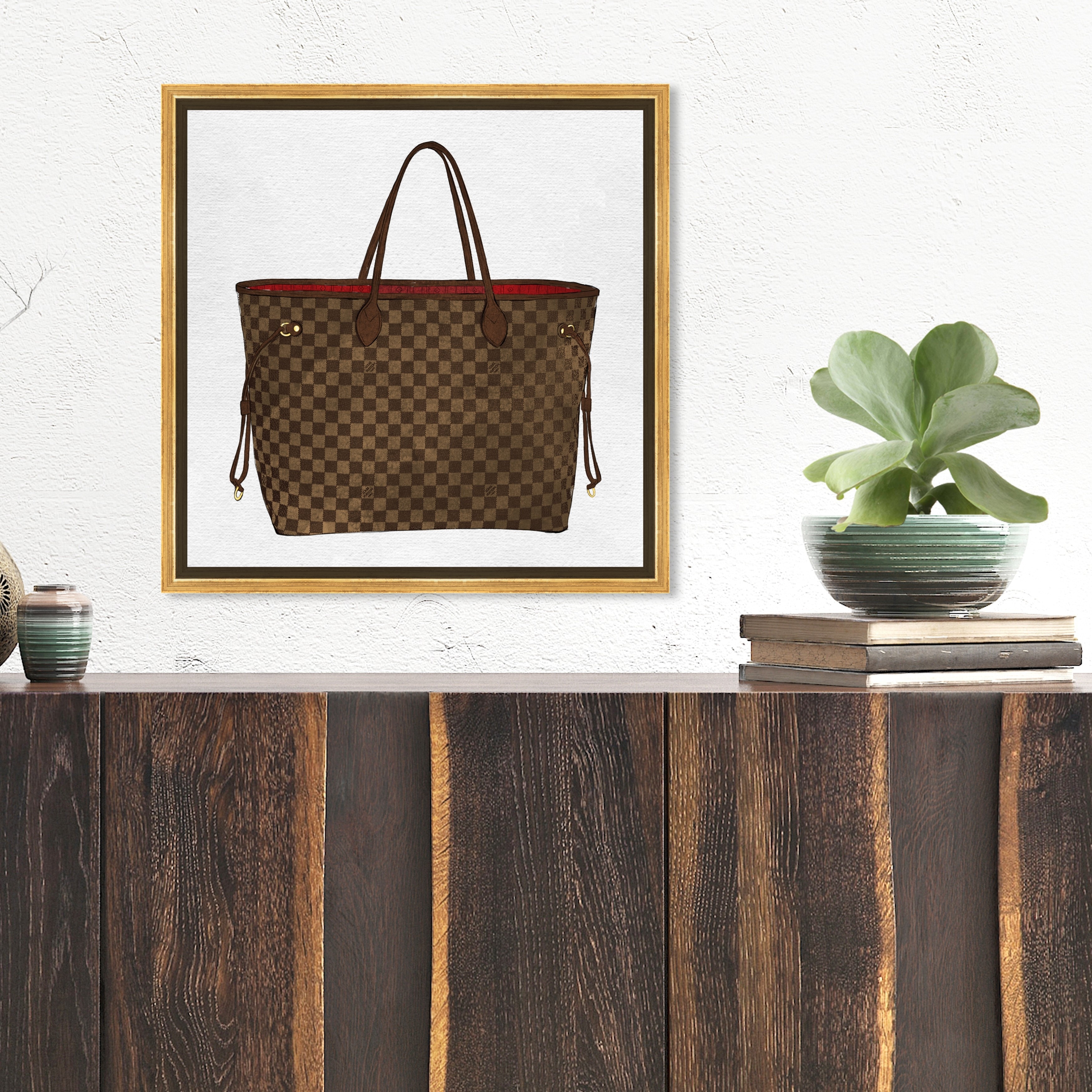 Oliver Gal 'Royal Handbag Chocolate' Fashion and Glam Wall Art Framed  Canvas Print Handbags - Brown, White