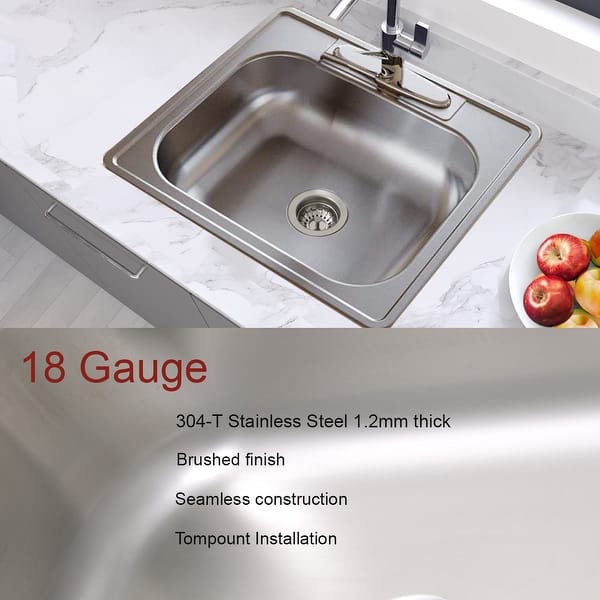 Stainless Steel 25-inch Topmount 4-hole Kitchen Sink ...