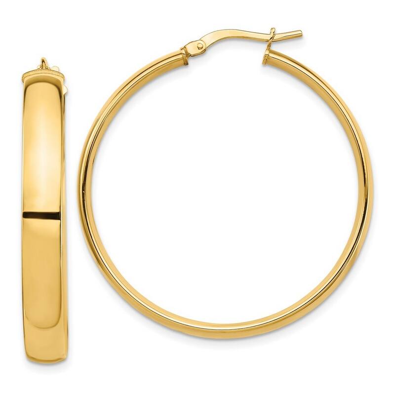 Curata 14k Yellow Gold High Polished Hoop Earrings - 38.5x37mm
