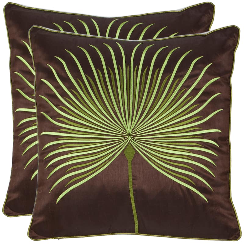 SAFAVIEH Allisson Verte 22-inch Green Decorative Throw Pillow (Set of 2)