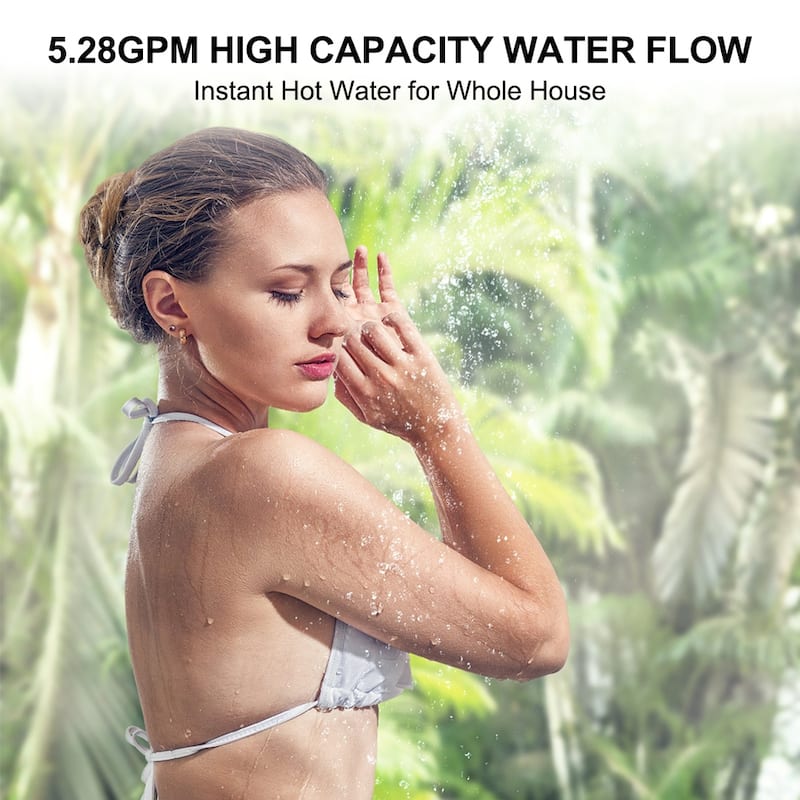 CAMPLUX 5.28 GPM Liquid Propane Tankless Water Heater for Whole Home, Outdoor Installation, Grey