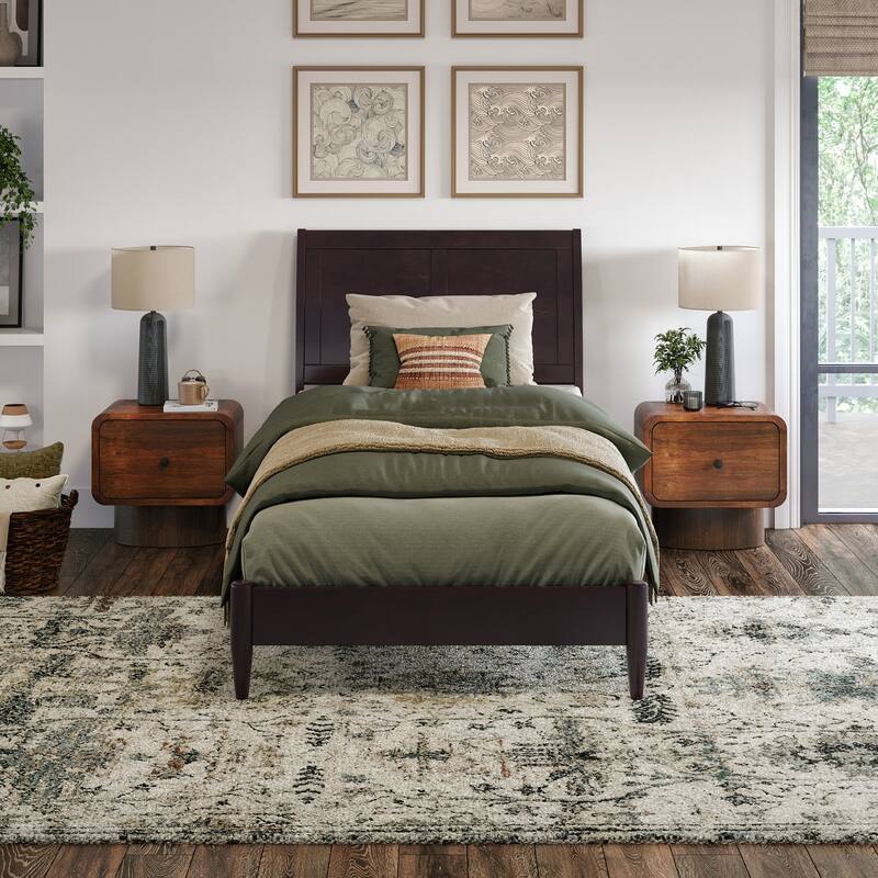 Valencia Solid Wood Low Profile Sleigh Platform Bed