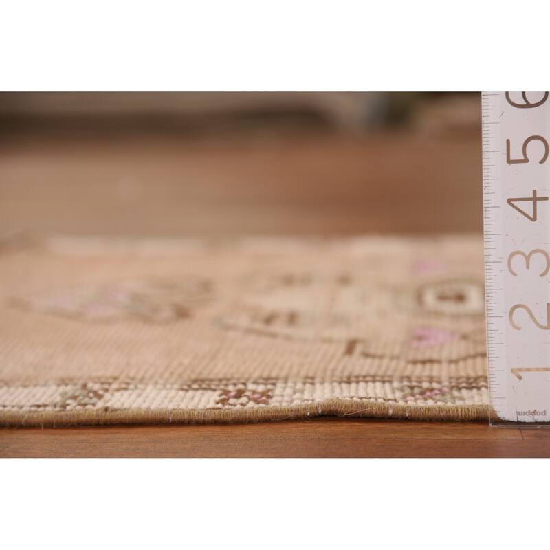 Hand Knotted Oriental 100% Wool Carpet Transitional Geometric Brown Anatolian Area Rug - 2' 7'' X 1' 10''
