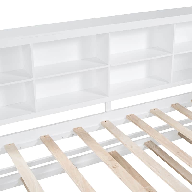 Wooden Twin Size DayBed with Twin Size Trundle, DayBed with Storage Shelf and USB Charging Ports