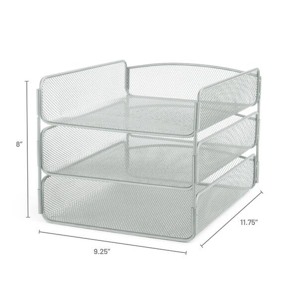 Onyx 3-Tier Desk Organizer, Desktop File Storage & Paper Organization, Silver