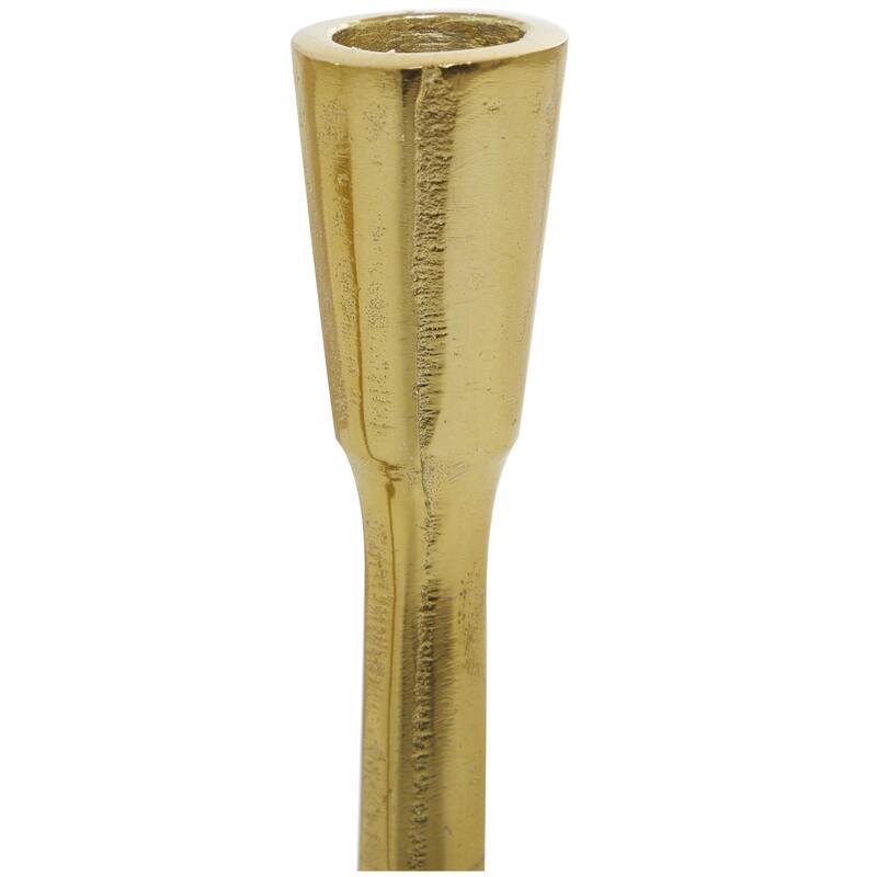 Aluminum Metal Slim Candle Holder with Round Bases - Set of 3 Gold - Roche River Decor