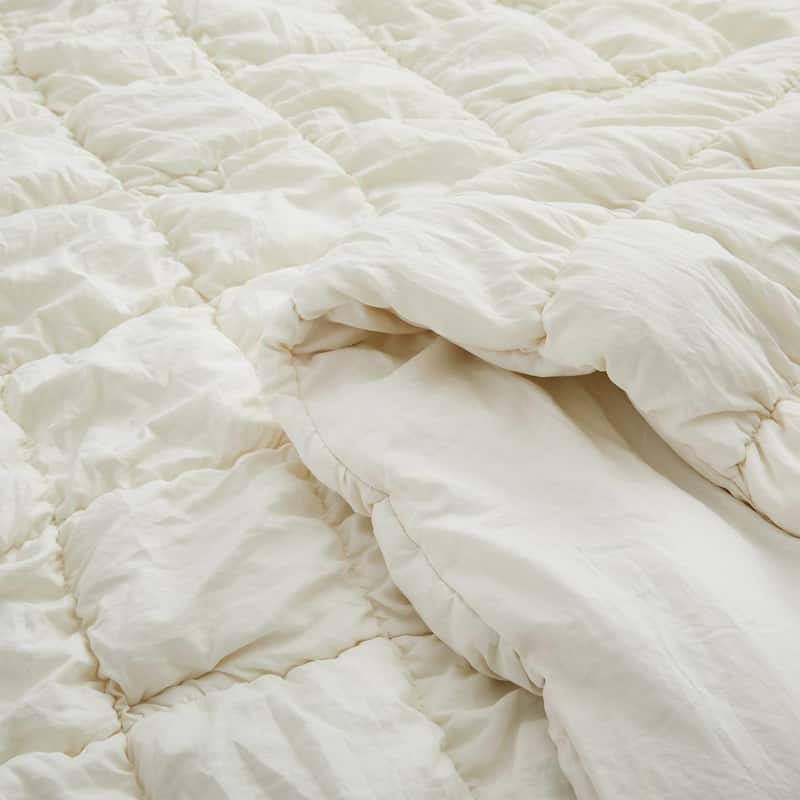 Puff Quilting Comforter Set with Pillowcases, Modern All Season Puffy Bedding Set