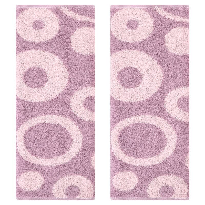 Cute Round Geometric Pattern Hand Towels, Cotton Comfortable Highly Absorbent Bathroom Towel for Hand Drying and Face Washing