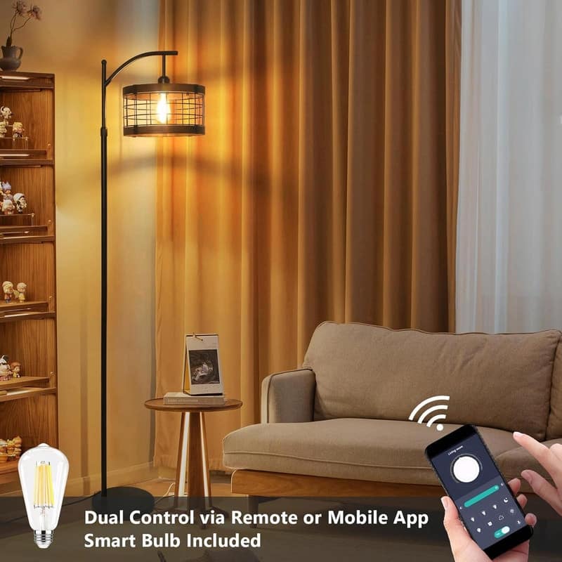 Arc Floor Lamp with Remote Control and Dimmable LED Bulb