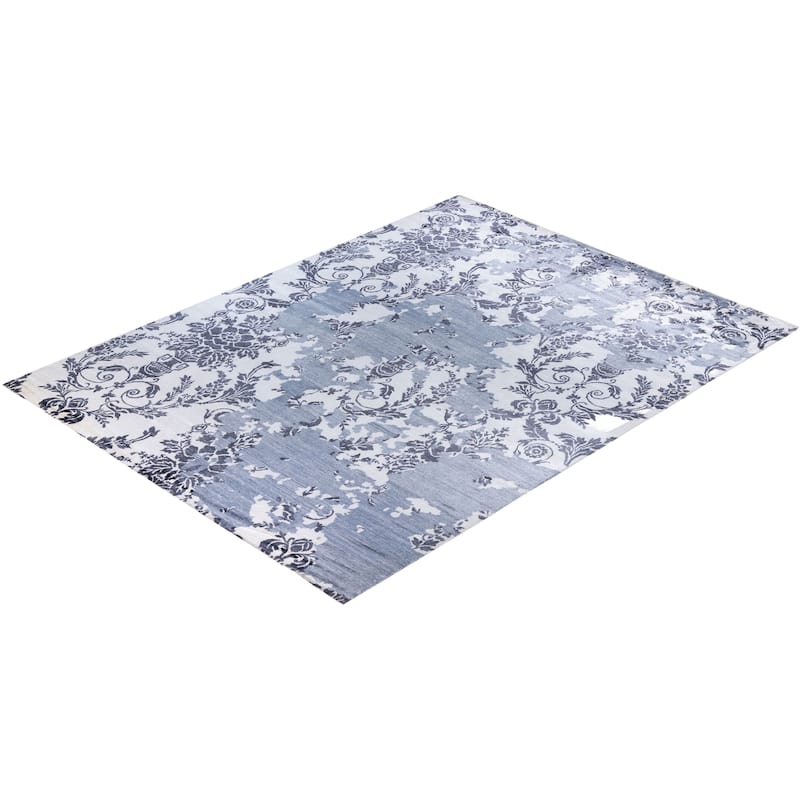 Modern One-of-a-Kind Hand-Knotted Area Rug, Blue - 9' 3" x 12' 4"