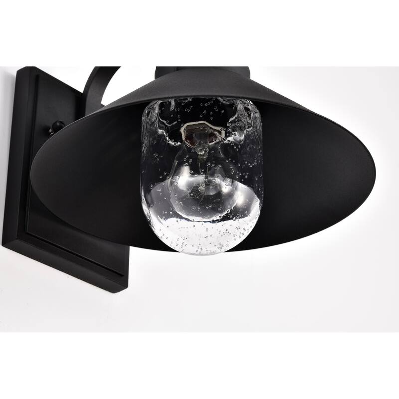 Ridge Medium Outdoor Lantern Black Finish Clear Seeded Glass