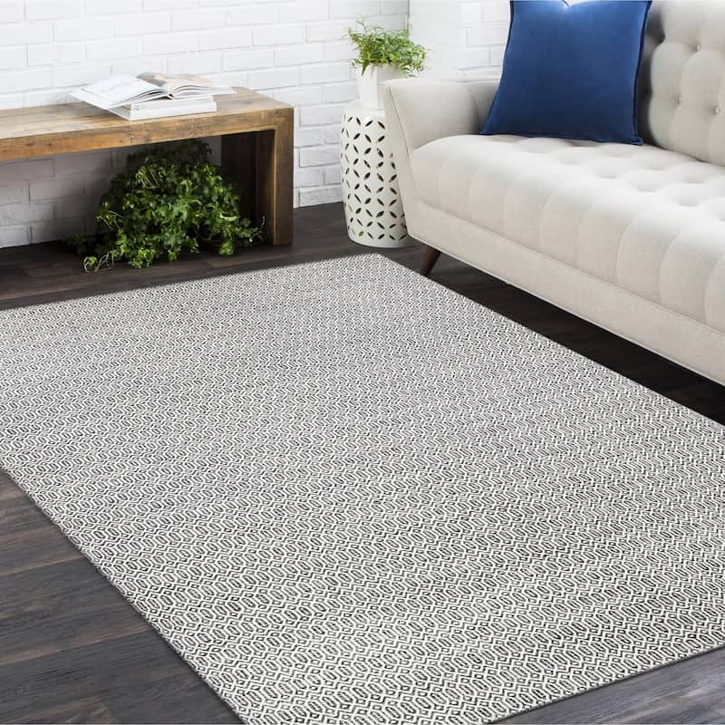 Overton Handmade Modern Contemporary Geometric Area Rug - 8' x 10' - Charcoal