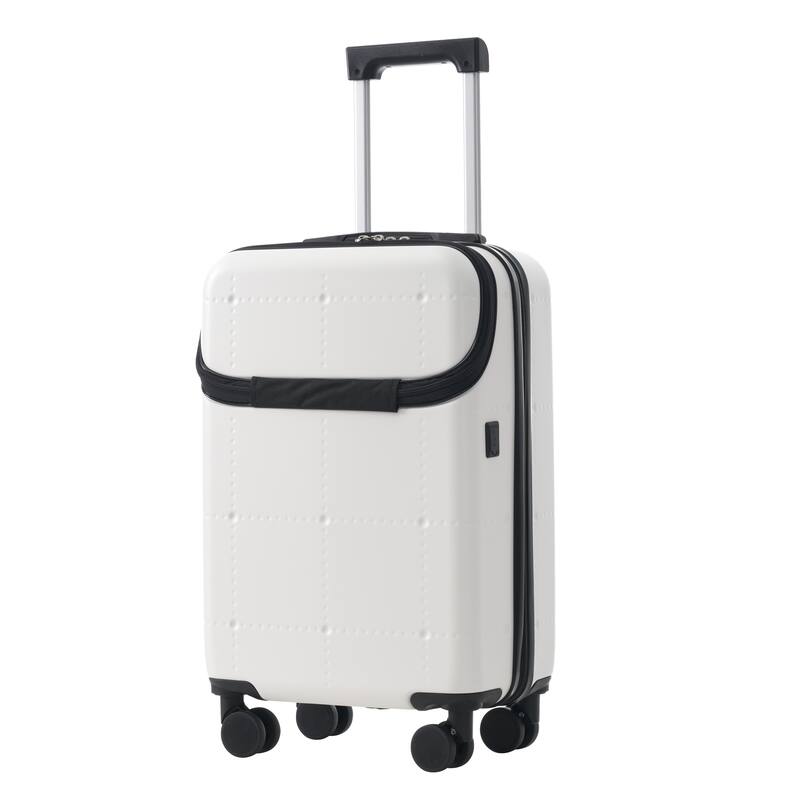 Hardside Luggage Set 5 Piece with Bags, 20IN Half-opening Carry on Luggage with USB Port, 24IN 28IN Luggage with Double Wheels