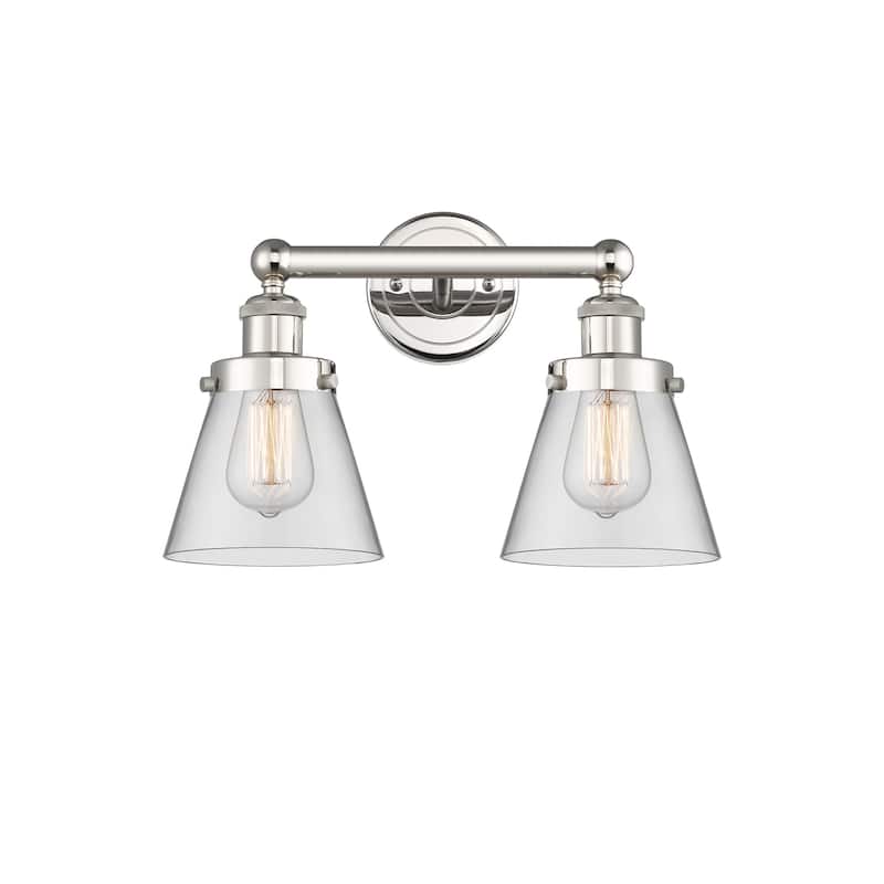 Innovations Lighting 616-2W-10-16 Cone Vanity Cone 2 Light 16" Wide - Polished Nickel / Clear