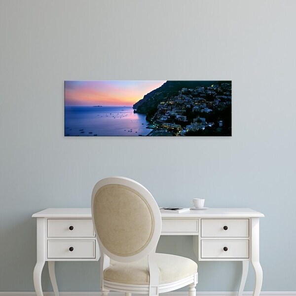 Easy Art Prints Panoramic Images's 'Buildings lit at night, Positano, Amalfi, Amalfi Coast, Campania, Italy' Canvas Art
